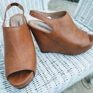 Steve Madden wedge booties, brown